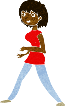 cartoon woman walking png