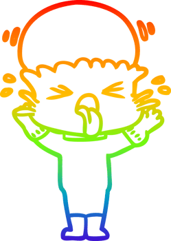 rainbow gradient line drawing of a weird cartoon alien png
