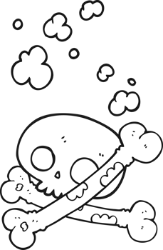 hand drawn black and white cartoon old pile of bones png