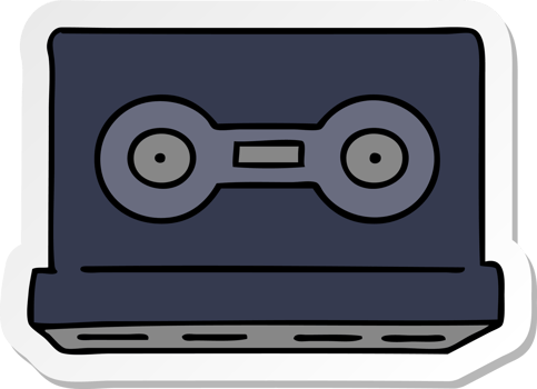 hand drawn sticker cartoon doodle of a sticker cassette tape png