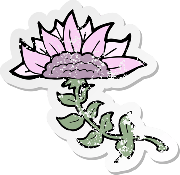 retro distressed sticker of a cartoon flower png