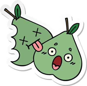 sticker of a cute cartoon green pear png