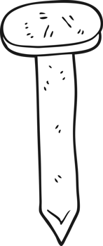 hand drawn black and white cartoon nail png