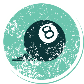 iconic distressed sticker tattoo style image of 8 ball png