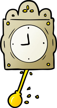 cartoon ticking clock with pendulum png