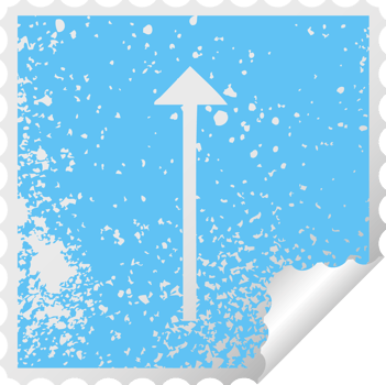 distressed square peeling sticker symbol of a long arrow symbol png
