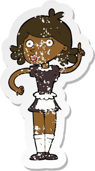 retro distressed sticker of a cartoon surprised maid png