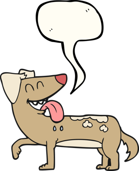 hand drawn speech bubble cartoon panting dog png