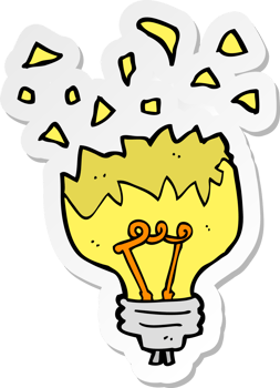 sticker of a cartoon light bulb exploding png