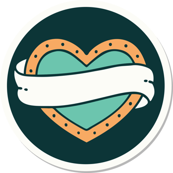 sticker of tattoo in traditional style of a heart and banner png