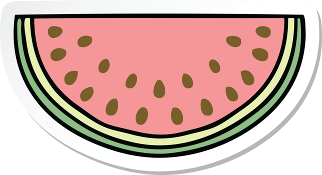 sticker of a quirky hand drawn cartoon watermelon png