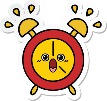 sticker of a cute cartoon alarm clock png