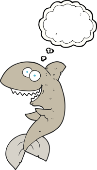 hand drawn thought bubble cartoon shark png