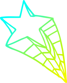 cold gradient line drawing of a cartoon shooting star png