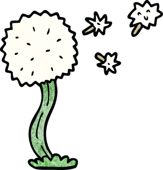 cartoon doodle blowing dandelion png