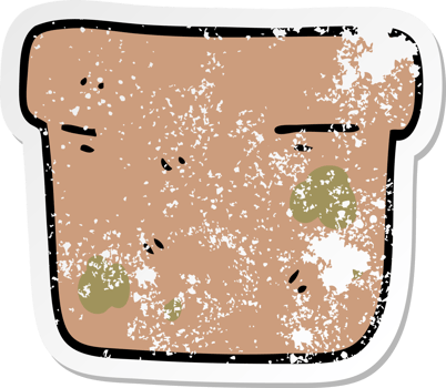 distressed sticker of a cartoon plant pot png