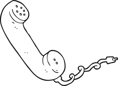hand drawn black and white cartoon telephone receiver png