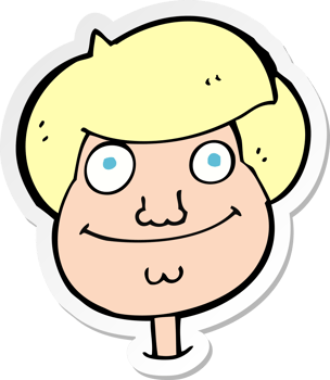 sticker of a cartoon happy boys face png