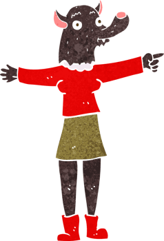 cartoon pointing werewolf woman png