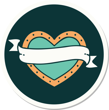 sticker of tattoo in traditional style of a heart and banner png