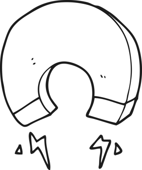 hand drawn black and white cartoon magnet png
