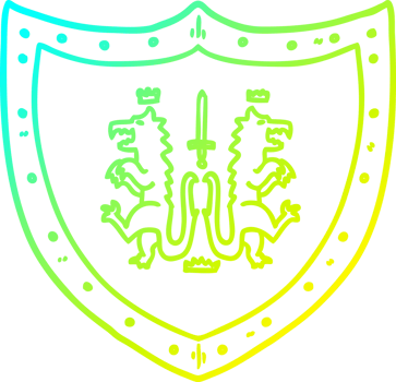 cold gradient line drawing of a cartoon heraldic shield png