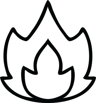 line drawing cartoon of a fire png