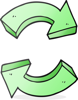 hand drawn cartoon recycling arrows png