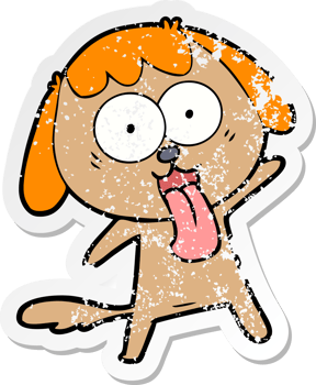 distressed sticker of a cute cartoon dog png