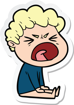 sticker of a cartoon furious man png