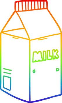 rainbow gradient line drawing of a cartoon milk carton png