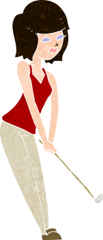 cartoon woman playing golf png