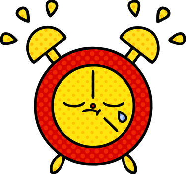 comic book style cartoon of a alarm clock png