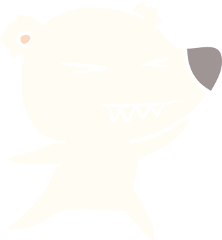 angry polar bear flat color style cartoon png
