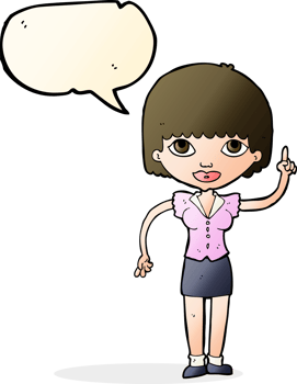 cartoon woman with idea with speech bubble png
