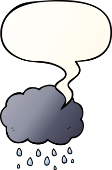 cartoon cloud raining with speech bubble in smooth gradient style png