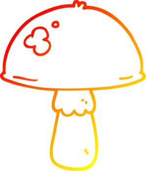warm gradient line drawing of a cartoon mushroom png