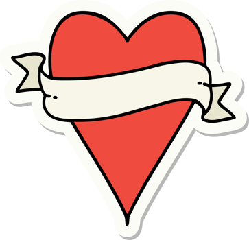 sticker of tattoo in traditional style of a heart and banner png