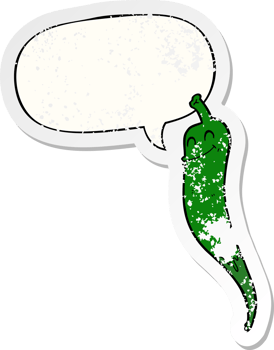 cartoon chili pepper with speech bubble distressed distressed old sticker png