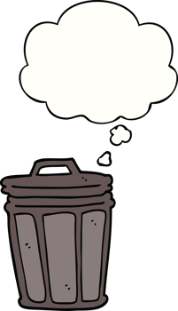 cartoon trash can with thought bubble png