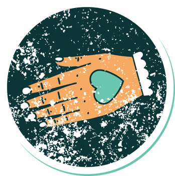 iconic distressed sticker tattoo style image of a hand png