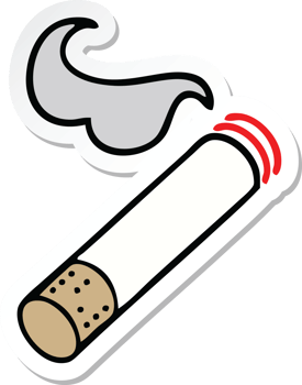 sticker of a cute cartoon cigarette smoke png