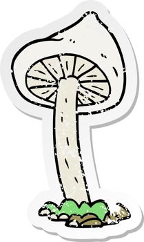 retro distressed sticker of a cartoon mushroom png
