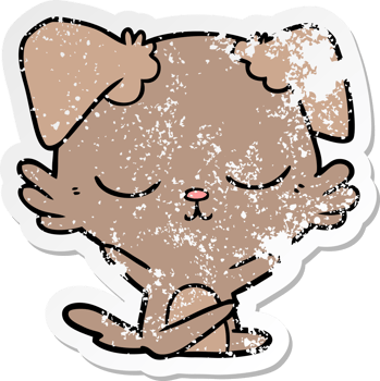 distressed sticker of a cute cartoon dog png