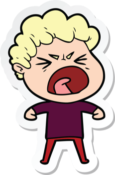 sticker of a cartoon furious man png