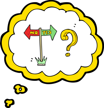 hand drawn thought bubble cartoon yes and no sign png