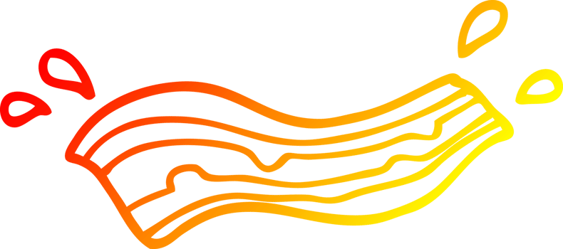 warm gradient line drawing of a cartoon sizzling bacon png