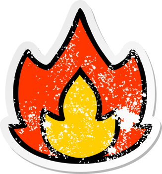 distressed sticker of a cute cartoon fire png