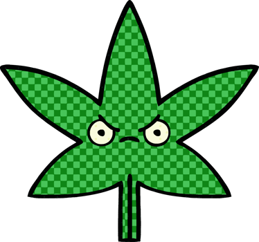 comic book style cartoon of a marijuana leaf png