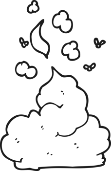 hand drawn black and white cartoon gross poop png